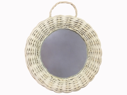 Round rattan decorative mirror